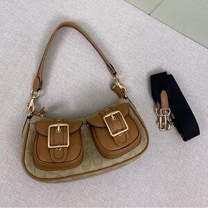 Coach Monogram Double Pocket Shoulder Bag